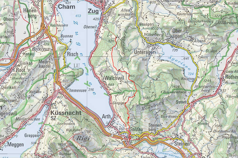 Landkarte Goldau Zugerberg