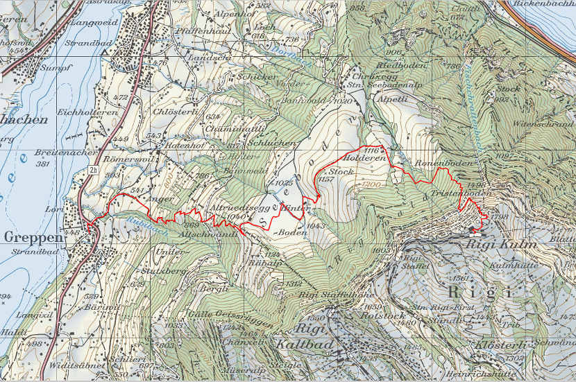 Landkarte Greppen Rigi Kulm