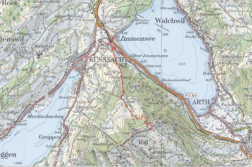 Landkarte Immensee Rigi Kulm