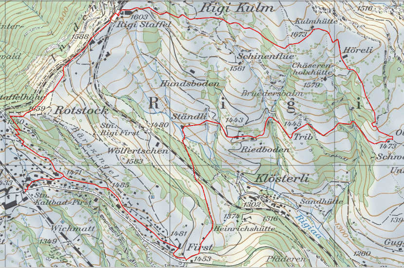 Landkarte Kaltbad Rigi Kulm