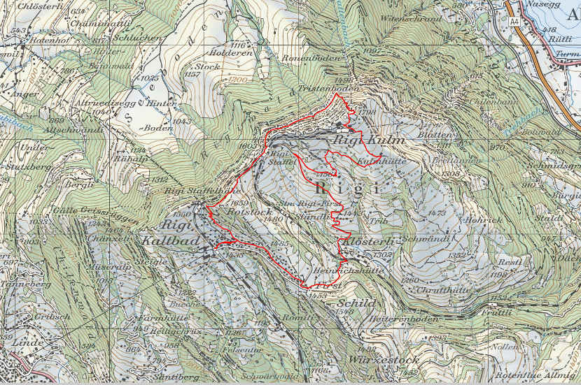 Landkarte Kaltbad Rigi Kulm