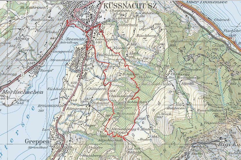 Landkarte Küssnacht Altruodisegg