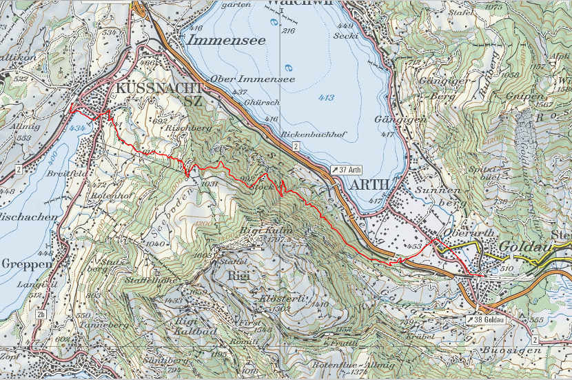 Landkarte Küssnacht Goldau