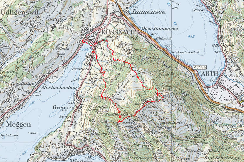 Landkarte Küssnacht Rigi Kulm