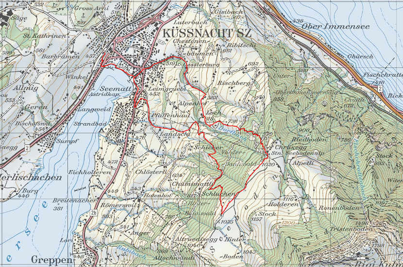 Landkarte Küssnacht Seebodenalp