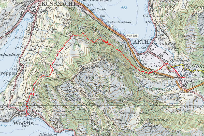 Landkarte Weggis Goldau