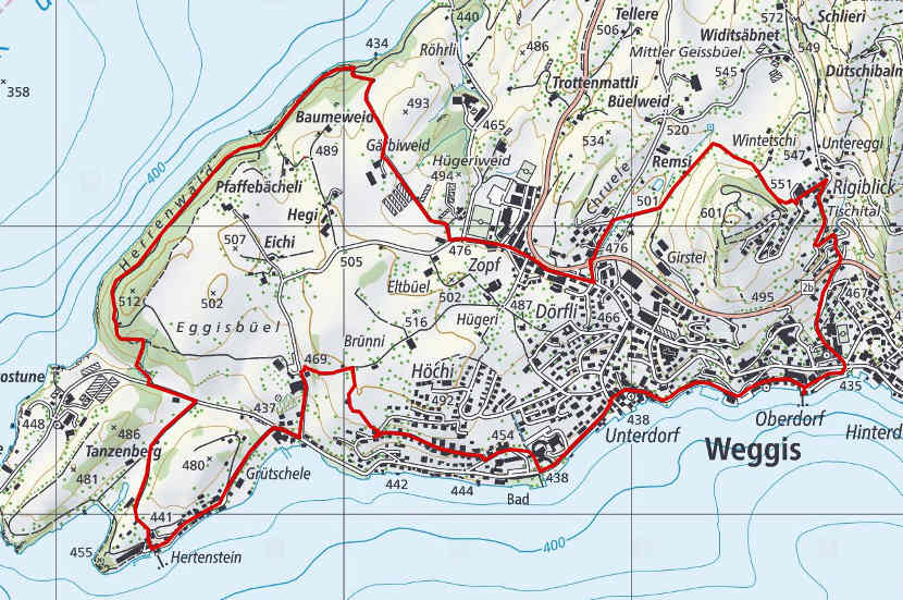 Landkarte Weggis Greppen